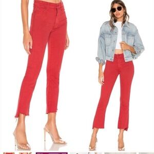 MOTHER Insider Crop Fray Jeans in Firecracker Size 25